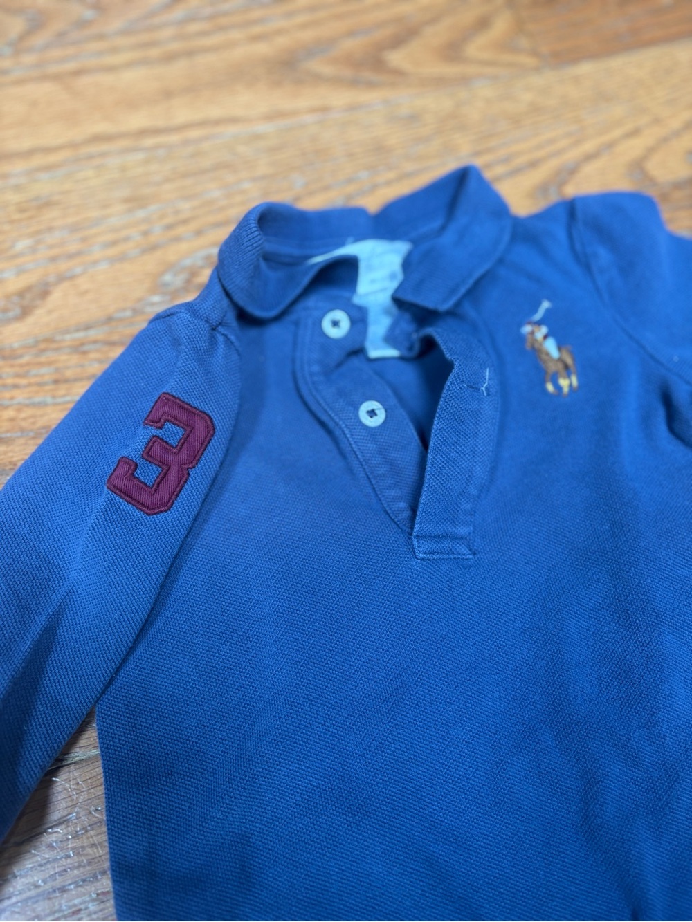 Ralph Lauren Baby Boys 9M Big Pony Rugby Romper Navy One Piece Long Sleeve